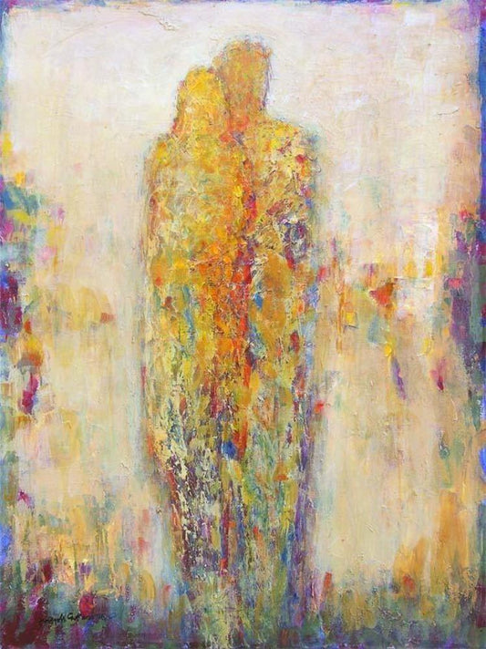 Couple Painting Print in Neutrals - "When We're Here Together" - Chicago Skyline Art