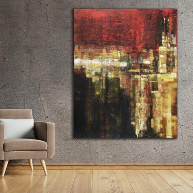 Abstract Cityscape Canvas Print - "A Chicago Night"