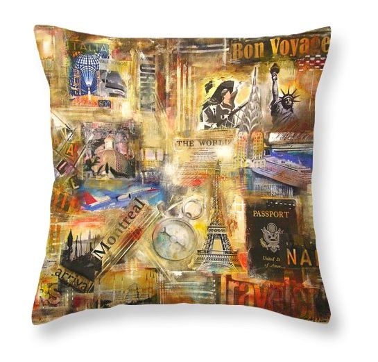 Travel Art Throw Pillow
