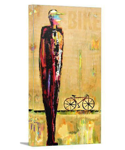 People - Figurative Painting Print - "The Cyclist" - Chicago Skyline Art