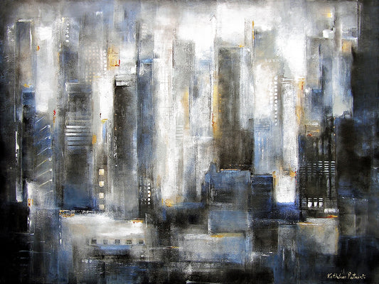 Neutral Abstract Cityscape Canvas Print - "Within the City"