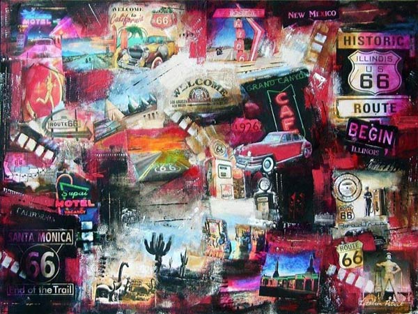 Custom painting on canvas about Route 66.