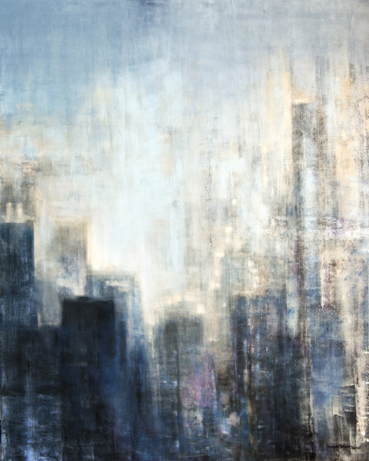 Chicago Skyline Abstract Cityscape Canvas Print - City in the Morning - Chicago Skyline Art