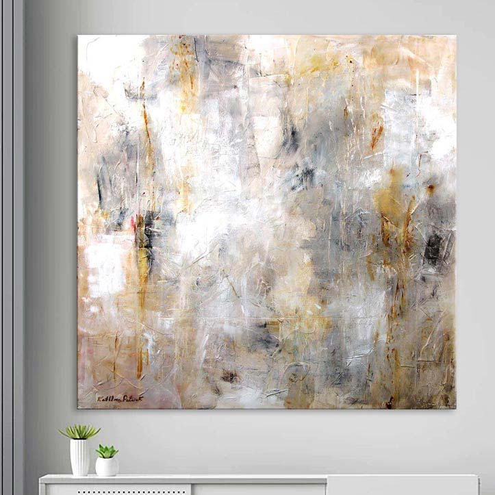 Neutral Abstract Canvas Print - "In Traces of Time".