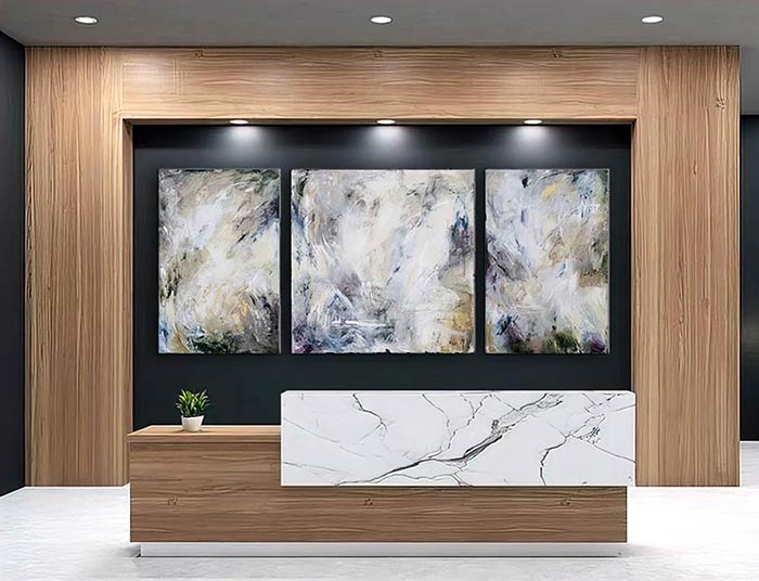 One of a kind custom artwork for offices, lobbies and reception areas.