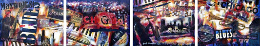 Chicago Art -Canvas Prints - Set of Four - Artist Enhanced
