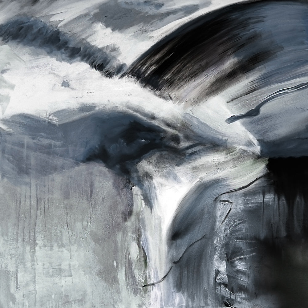 Abstract seascape painting print in black and white