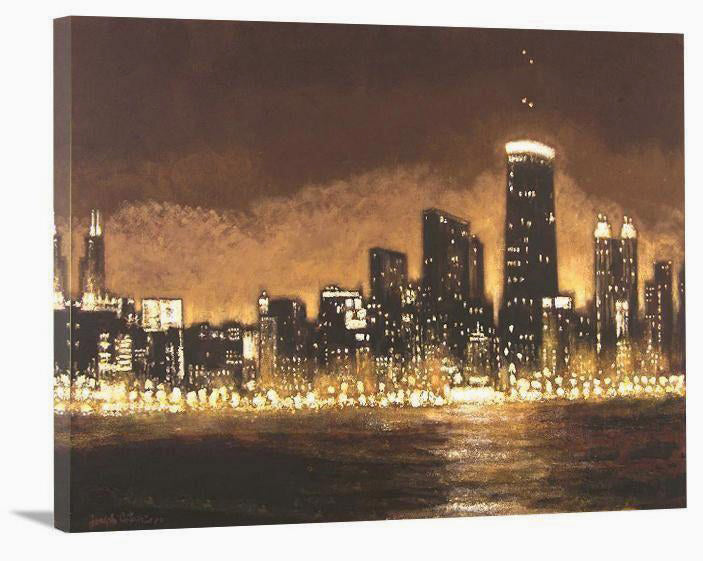 Chicago Skyline Canvas Art Print - Chicago at Night
