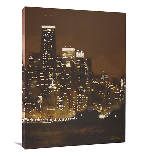 Chicago Skyline at Night Painting Print