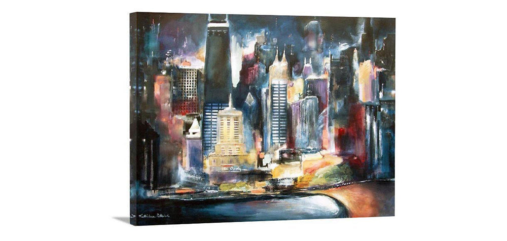 Chicago Skyline Print - Night Skyline - Oak Beach Chicago 