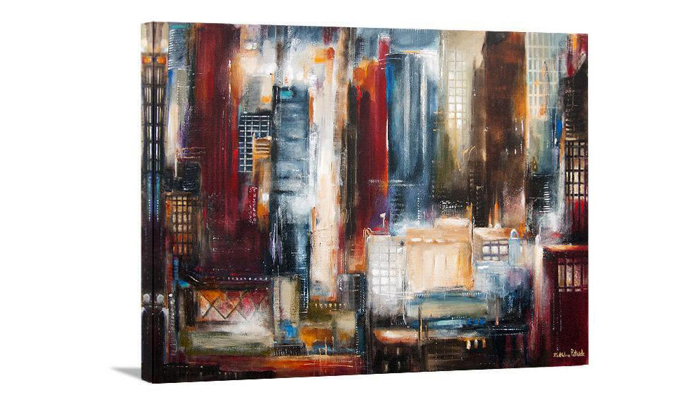 Canvas Chicago Skyline Art Print - "In the Loop - Chicago at Night" - Chicago Skyline Art