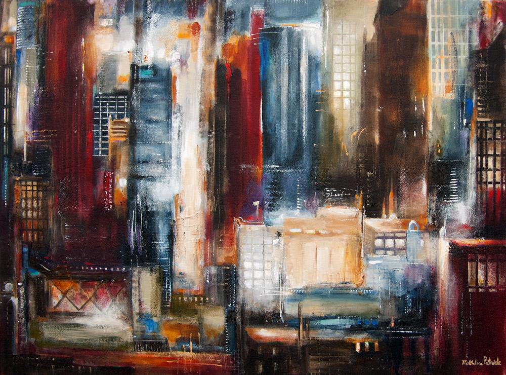 Canvas Chicago Skyline Art Print - In the Loop - Chicago at Night