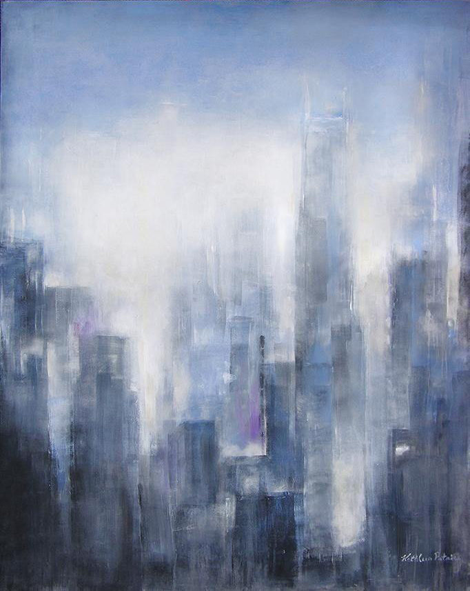 Neutral Abstract Cityscape Canvas Print - Chicago Skyline