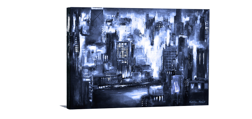 Painting Print of the Chicago Skyline - "Chicago - The River Skyline" - In Chicago Tonightht