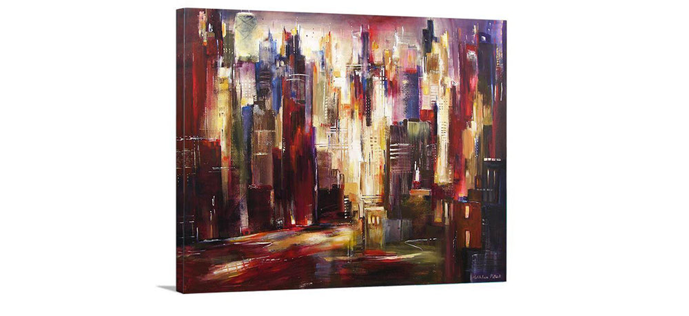 Abstract Chicago Skyline Canvas Print  -"Chicago River Skyline"
