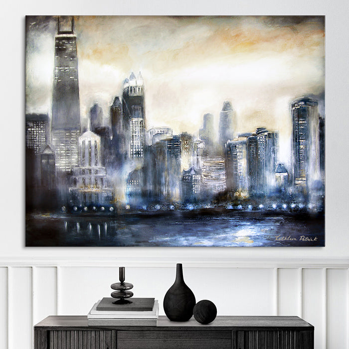 Large Chicago cityscape painting print