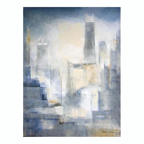 Order a custom made painting of Chicago in neutral colors.