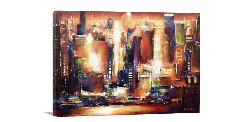 Chicago Cityscape Art Print - In Chicago at Sunset 