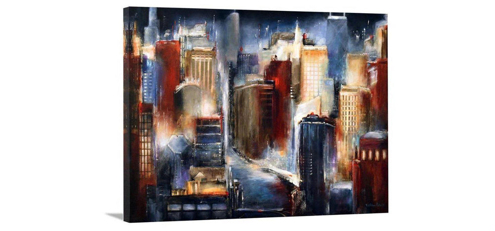 Chicago river painting canvas print with 1.5 inch sides