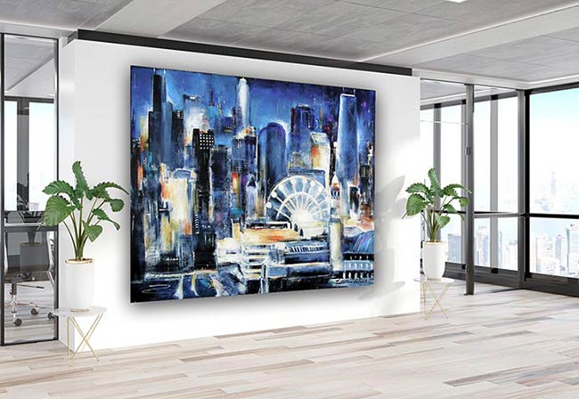 Cityscape commissioned artwork for executive office area.
