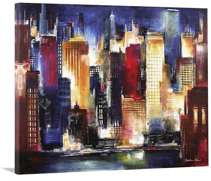 Chicago Skyline Wall Art Canvas Print - "Windy City Nights"