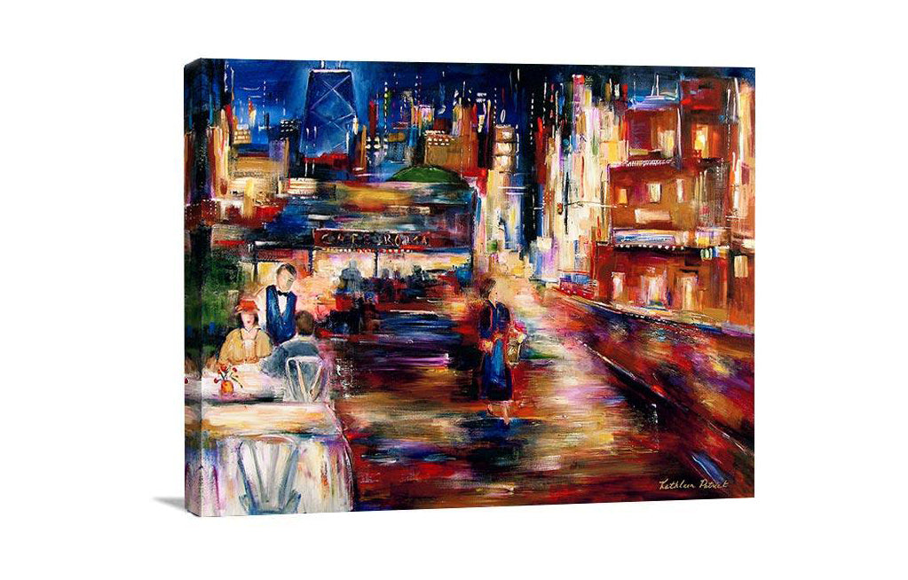 Chicago Street Scene Canvas Print - "Tonight in the Windy City"