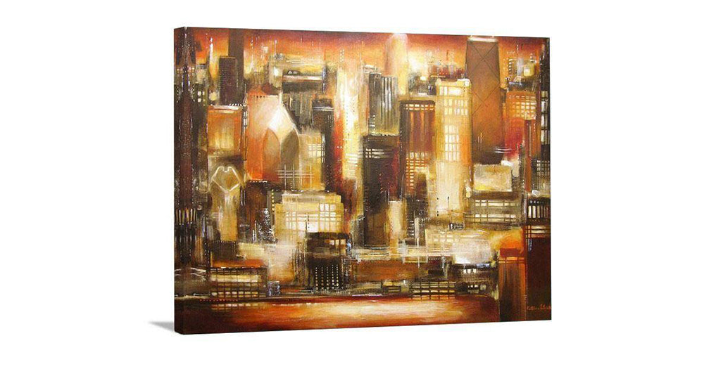 A Chicago Skyline Canvas Art Print - Sunset