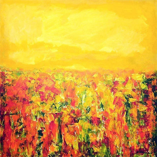 Bright colored contemporary abstract landscape painting