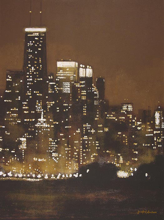 Order a fine art painting of Chicago - a one of a kind to complete your corporate office.