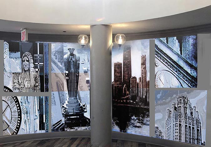 Chicago skyline artwork - customized wallpaper and wall art murals of our original paintings.