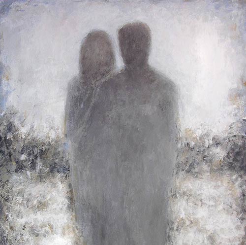 Original custom art painting of a romantic moment at sunset.