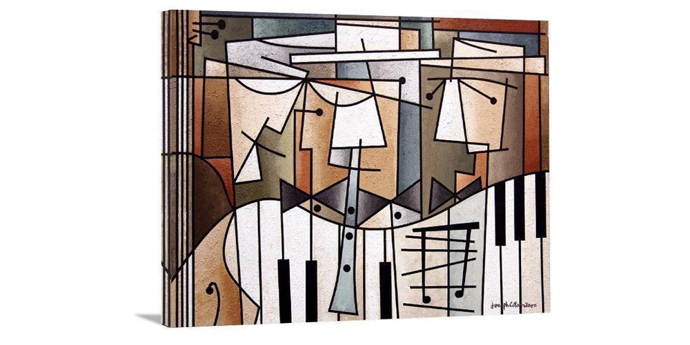 Music Art Print on Canvas - "Three Musicians" - Chicago Skyline Art