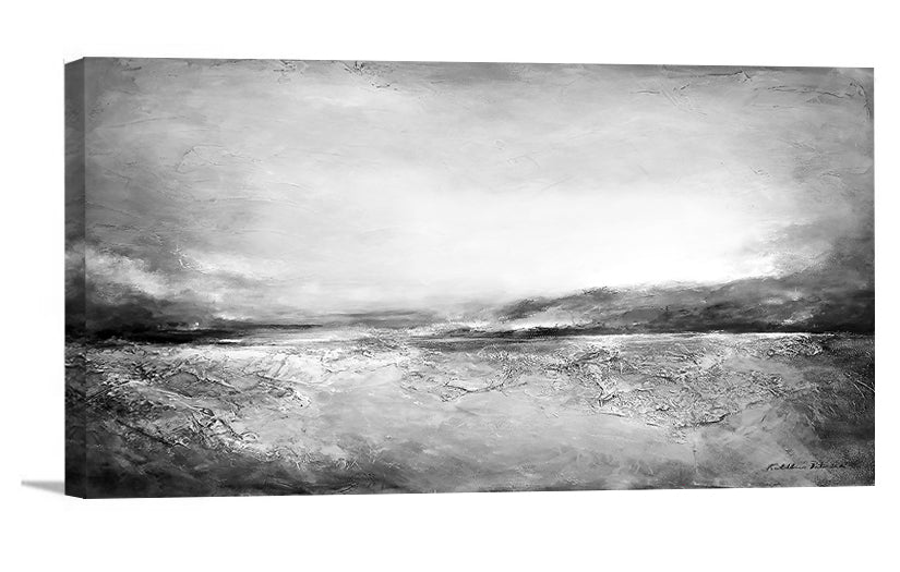 Neutral Abstract Landscape Canvas Print "With Evening Light" comes ready to hang