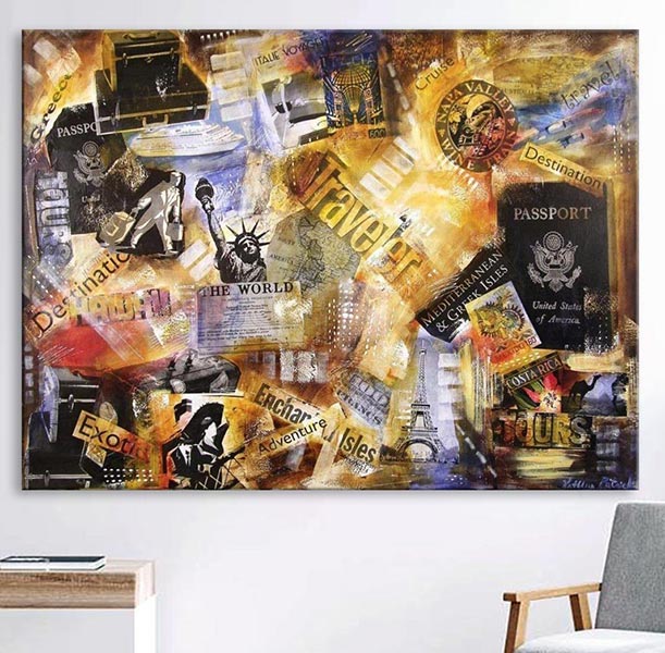 Travel Art Canvas Print hanging on a wall - "As You Travel"