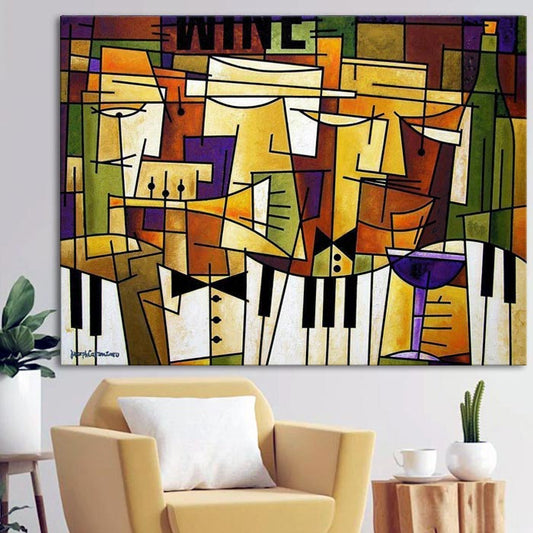 Wine Art Canvas Print "A Night of Music and Wine"  in room