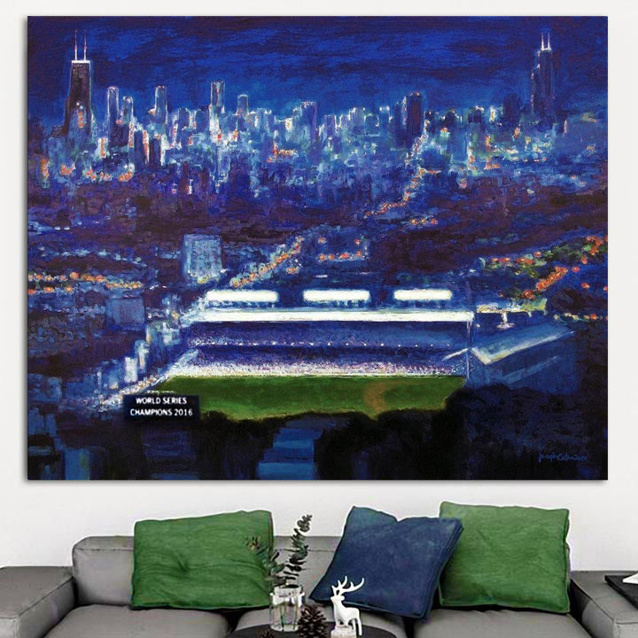 Chicago Skyline Canvas Print - "Wrigley Field at Night"
