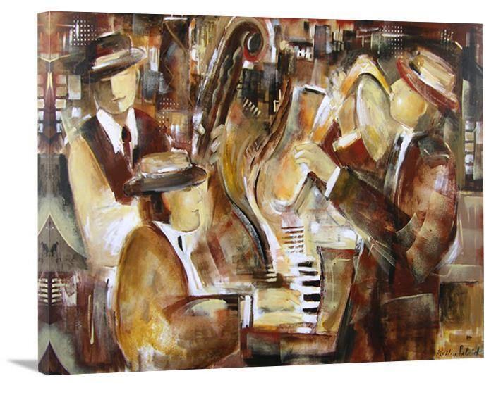 Chicago Jazz Music  Art Canvas Print - "Chicago Jazz Trio"