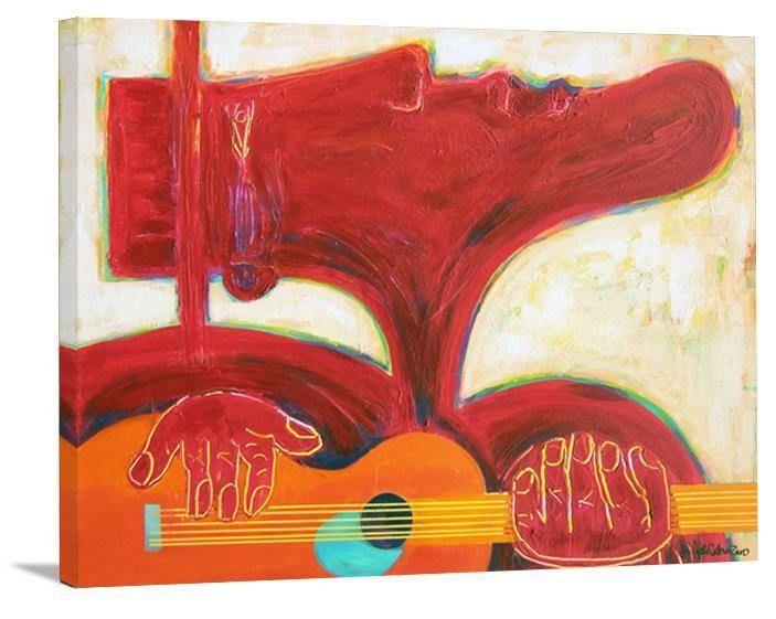 Guitar Painting Print - "Red Hot Serenade" - Chicago Skyline Art