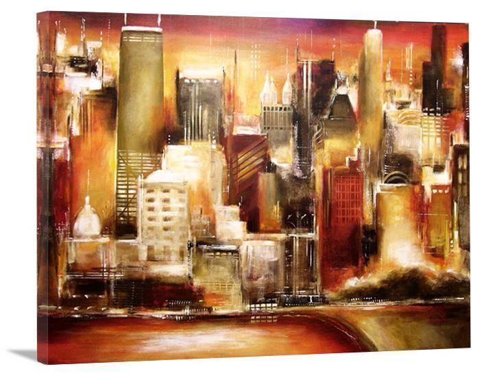 Chicago Skyline Print - "Chicago Oak Beach Sunset" - Chicago Skyline Art