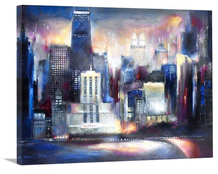 Chicago Skyline Canvas Print- "Oak Beach Sunset" - Chicago Skyline Art