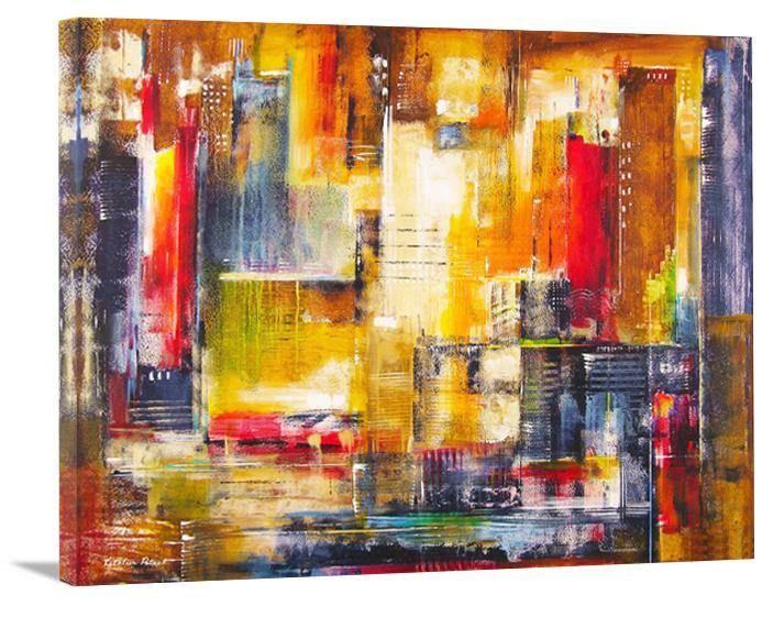 Abstract Cityscape Painting Print - "City in Motion" - Chicago Skyline Art