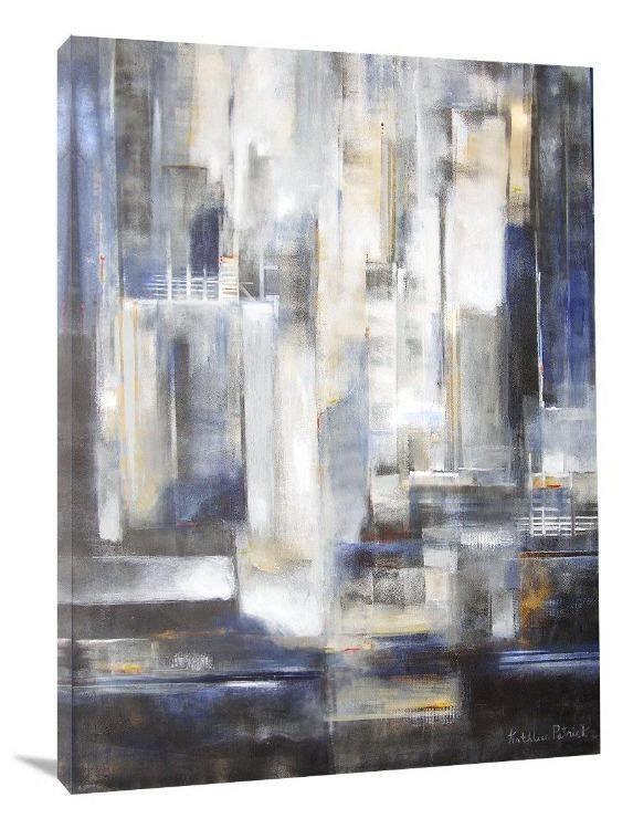 Abstract Skyline Print on Canvas in Neutral Colors