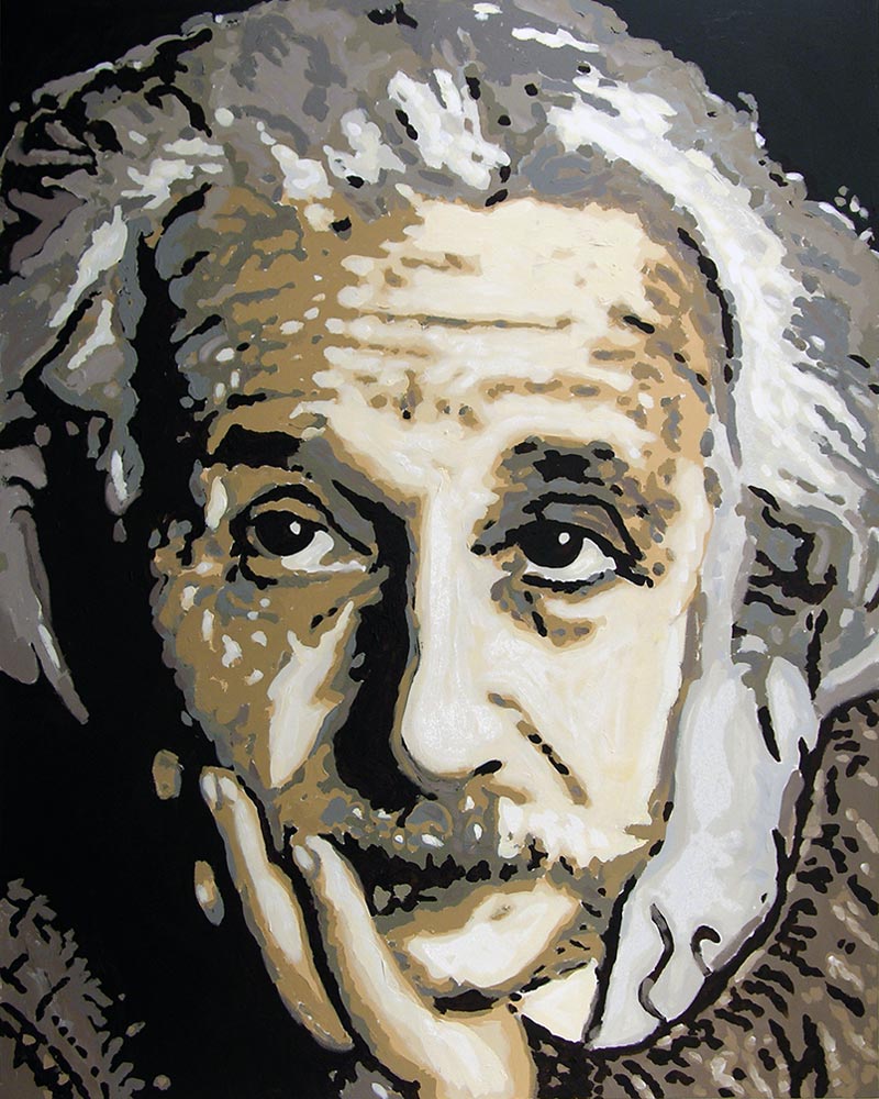 Albert Einstein Painting in Neutrals - "Einstein Thinking"