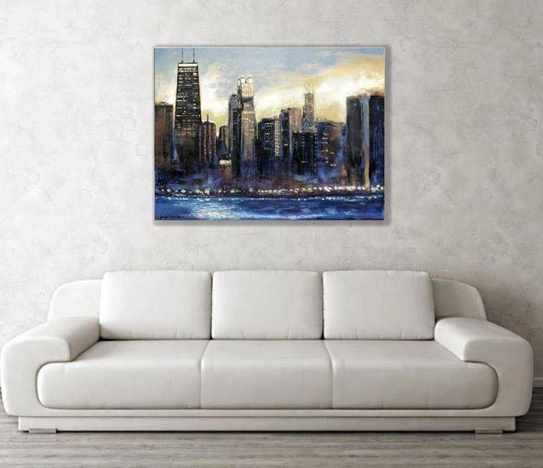 Cityscape Art - Artist Enhanced - Sunset – Chicago Skyline Art