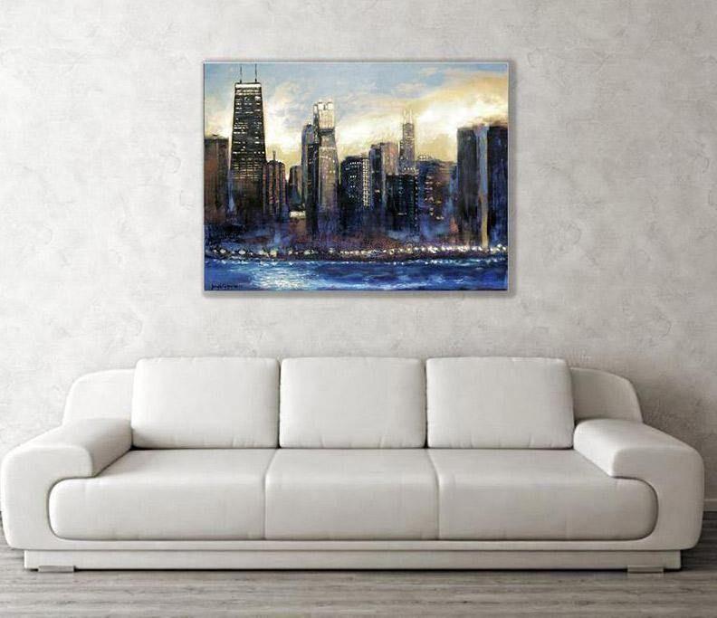 Chicago Skyline Canvas Wall Art Print - "Chicago Sunset - Looking South"