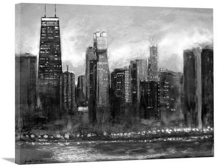 Neutral Colors | Gray | Original Cityscape Artwork Chicago - Chicago Skyline Art