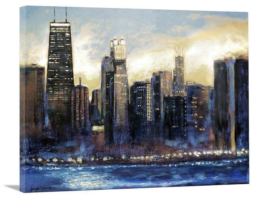 Chicago Skyline Canvas Wall Art Print - "Chicago Sunset - Looking South"