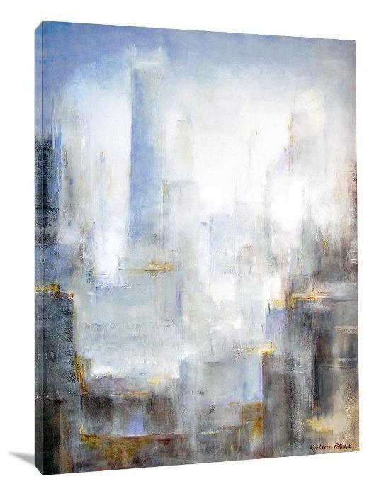 Abstract Chicago Skyline Canvas Print - "City in the Morning Mist" - Chicago Skyline Art