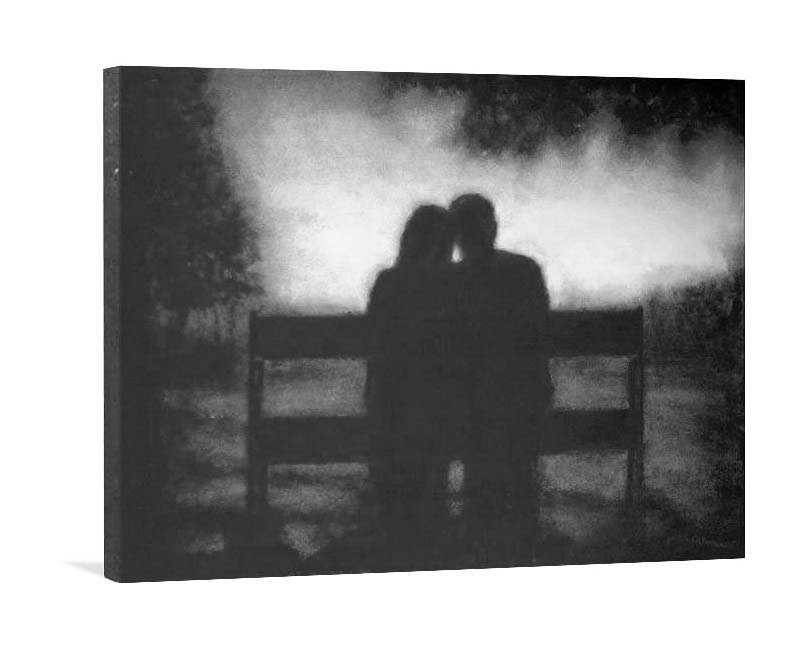 Romantic Couple Canvas Print in Neutrals - "Sunset, A Romantic Moment"