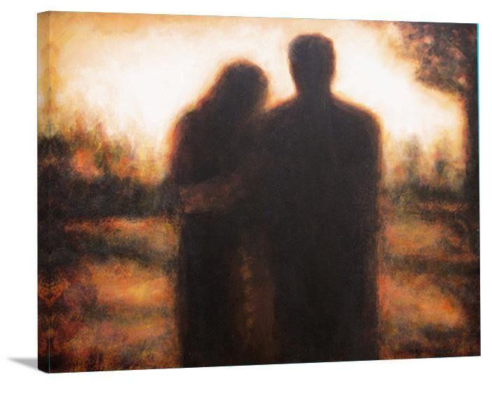 Couple In Love - Art Print - "Autumn Sunset" - Chicago Skyline Art